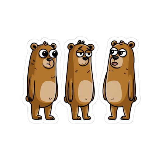 Funny Bear Kiss-Cut Stickers, Cartoon Animal Decor, Laptop Stickers, Cute Gifts for Animal Lovers, Playful Wall Art