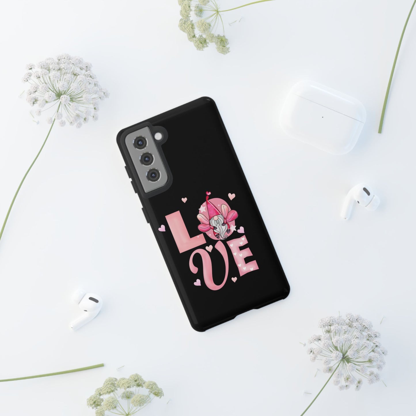 Love Gnome Phone Case — Cute Pink Heart Valentines Protective Case