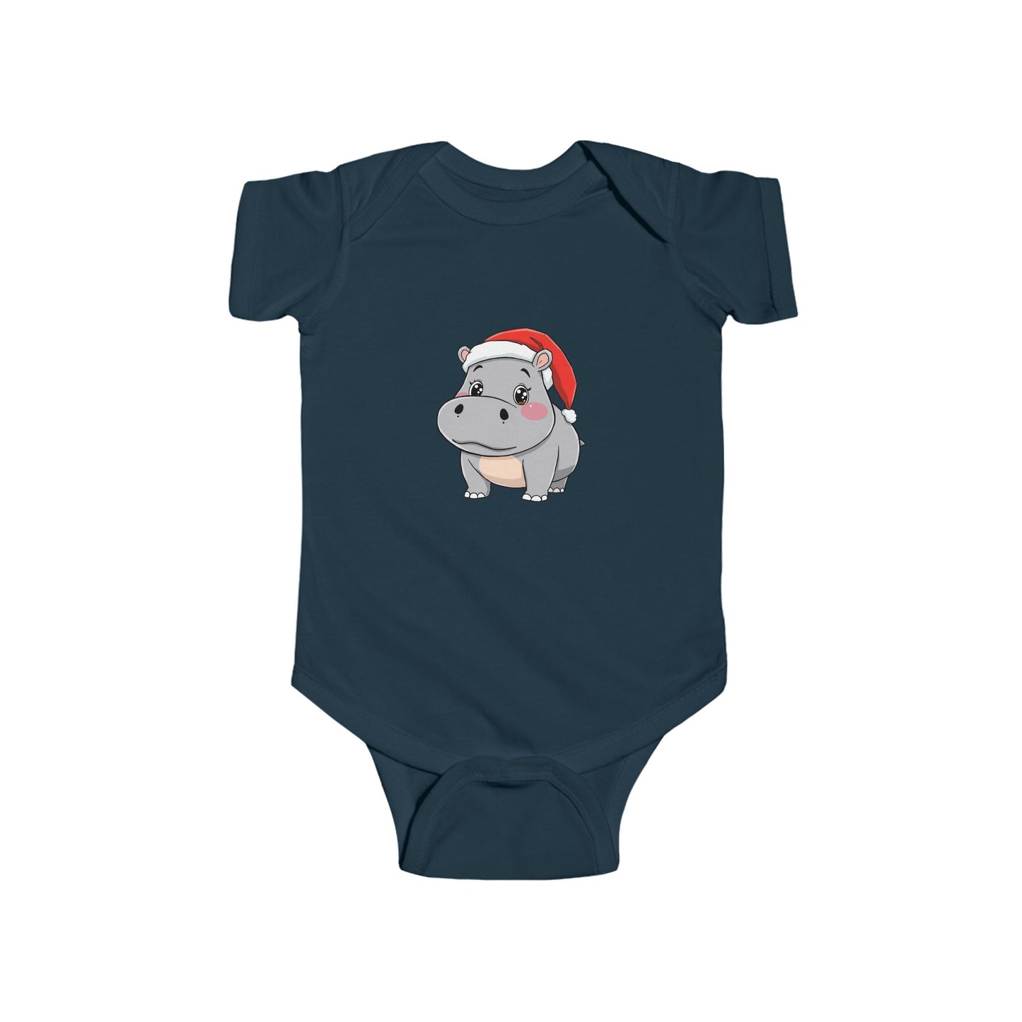 Christmas Hippo Baby Bodysuit, Cute Infant Outfit, Holiday Gift for Newborns, Adorable Baby Clothes, Santa Hippo Design