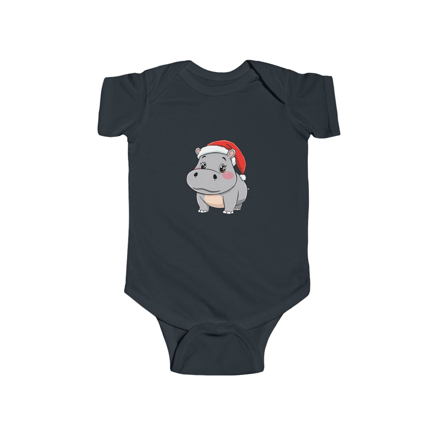 Christmas Hippo Baby Bodysuit, Cute Infant Outfit, Holiday Gift for Newborns, Adorable Baby Clothes, Santa Hippo Design