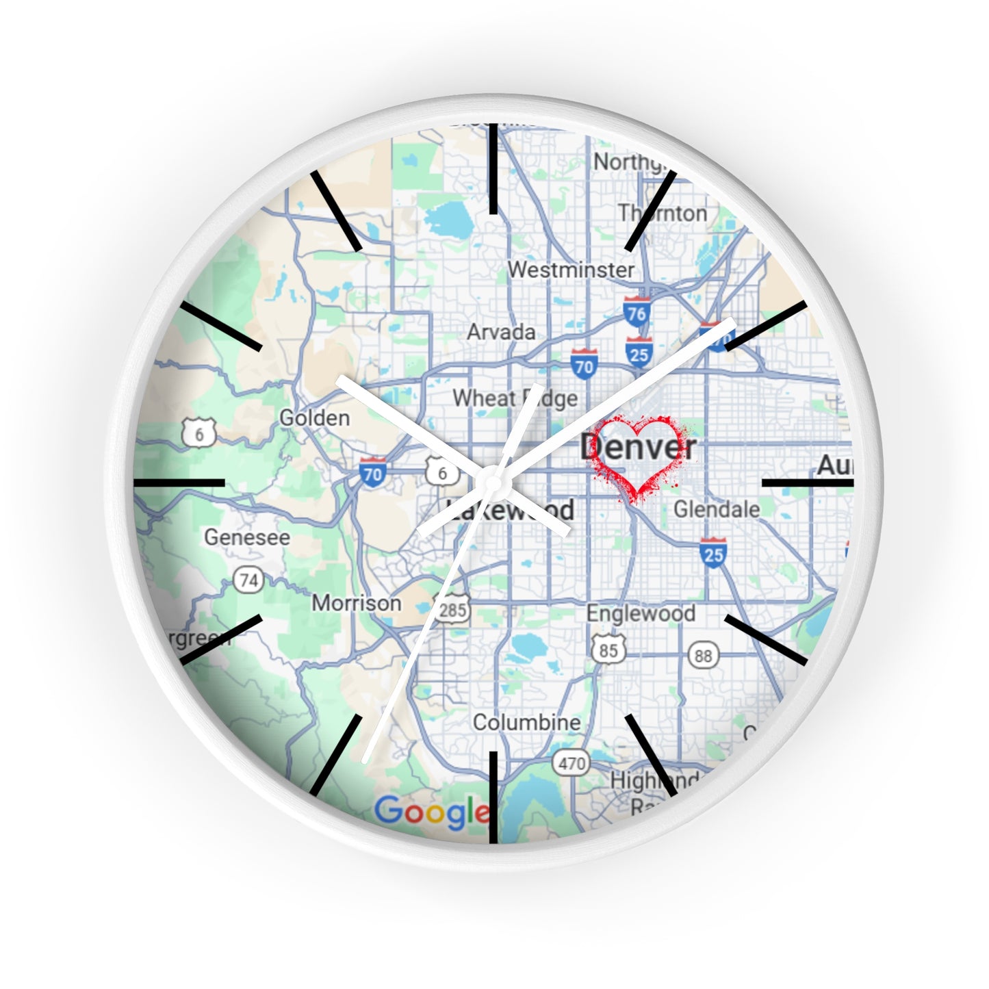 Custom Denver Map Wall Clock, Home Decor, Personalized Gift, Unique Wall Art, Modern Timepiece, Housewarming Present
