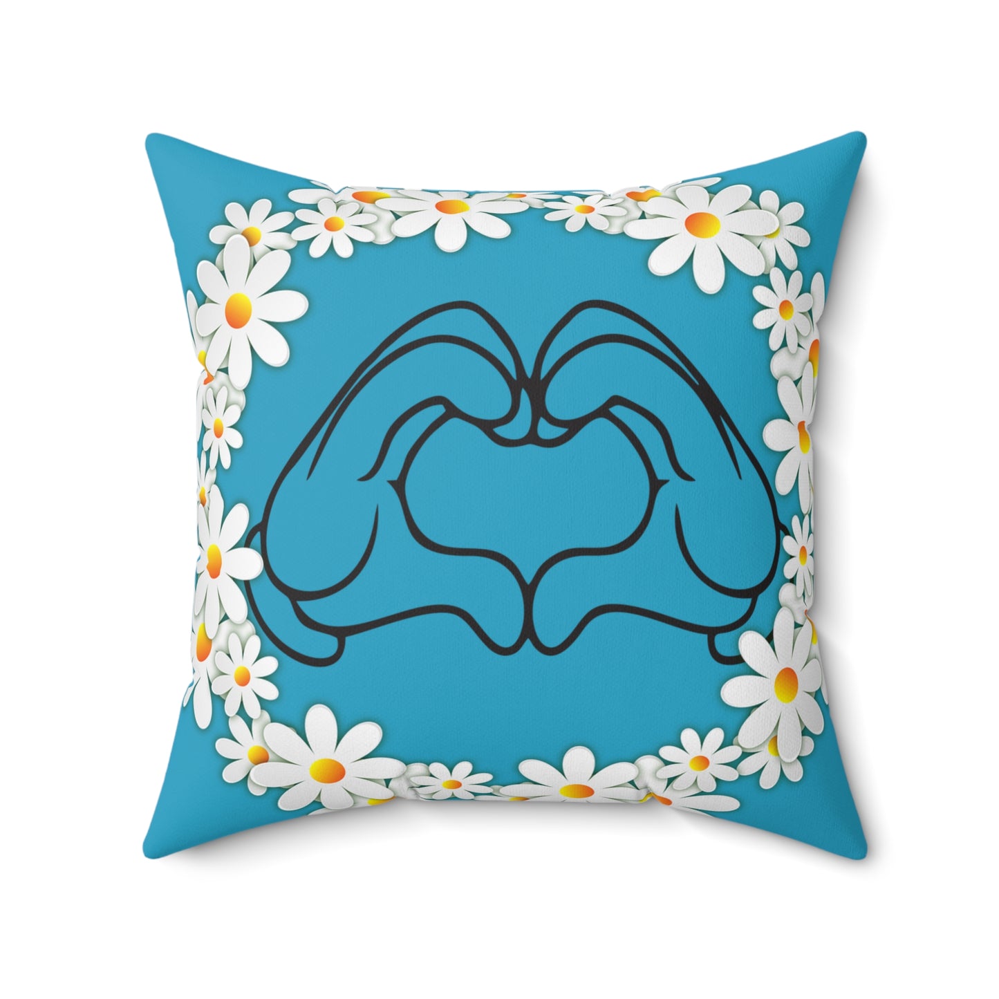 Heart Hands Floral Throw Pillow