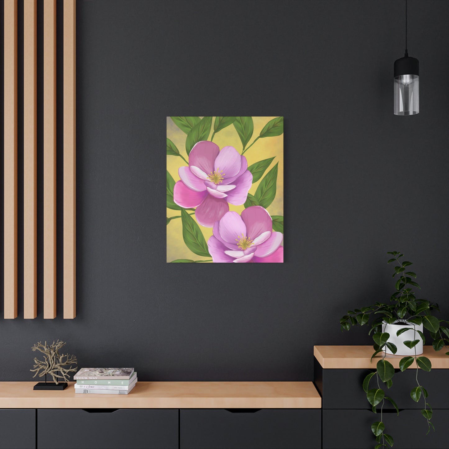 Matte Canvas, Stretched, 1.25" Tulips Pink and Purple Flowers