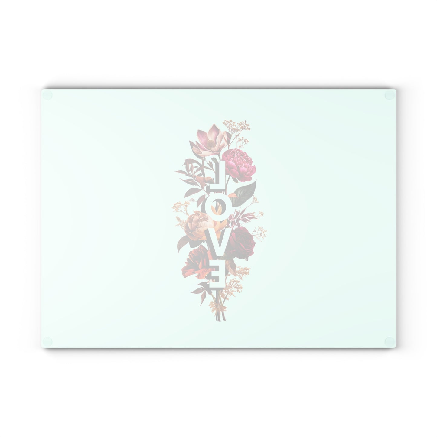 Floral Love Glass Cutting Board - Perfect Kitchen Gift, Home Decor, Wedding Gift, Stylish Cooking, Unique Engagement Present