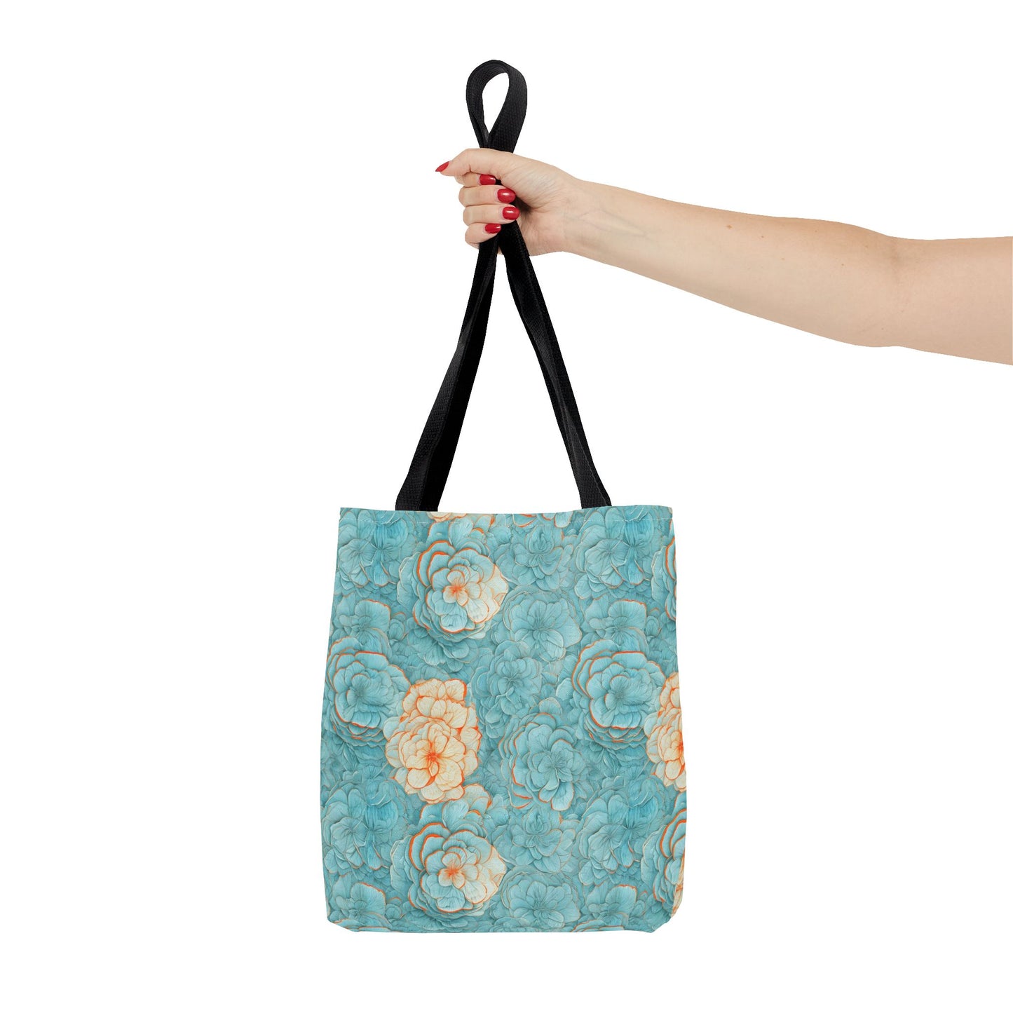 Floral Watercolor Tote Bag — Teal Succulent Pattern