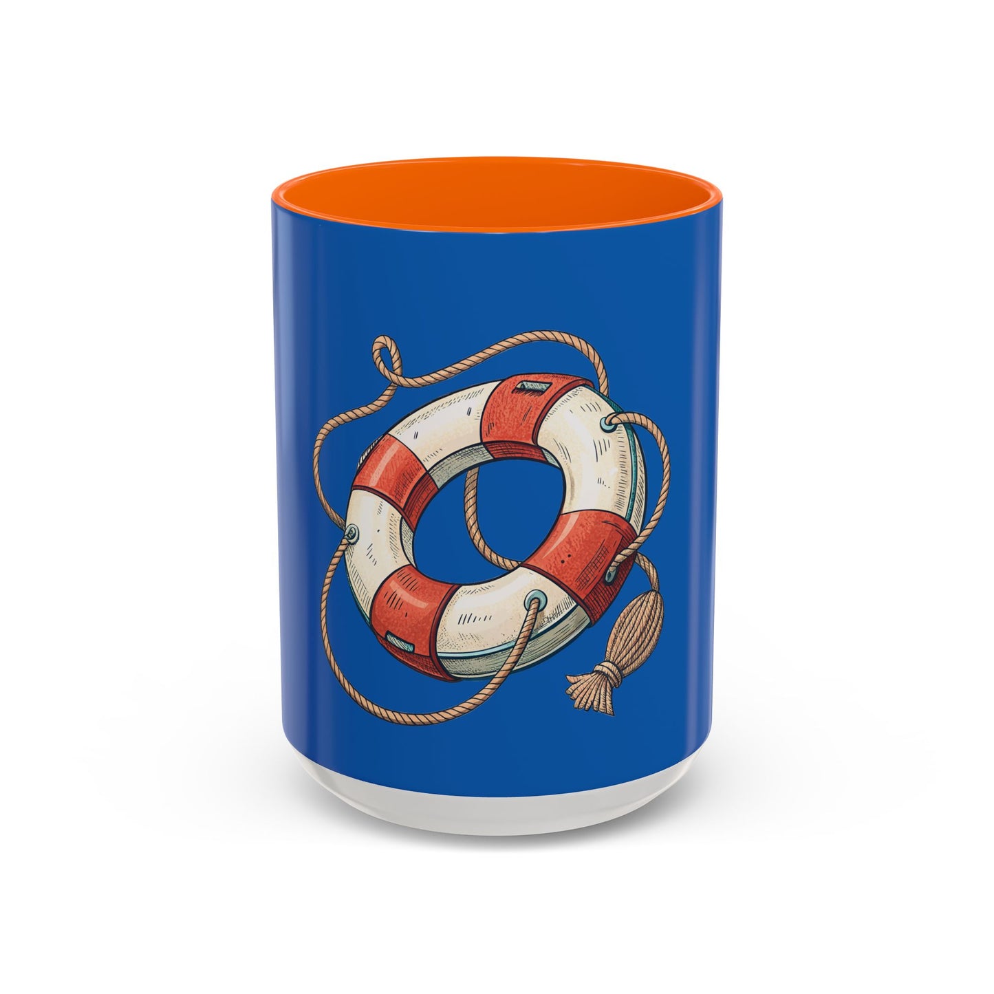 Lifesaver Accent Coffee Mug - Nautical Gift, Beach Decor, Sailor's Coffee Cup, Ocean Lover Mug, Summer Vibes