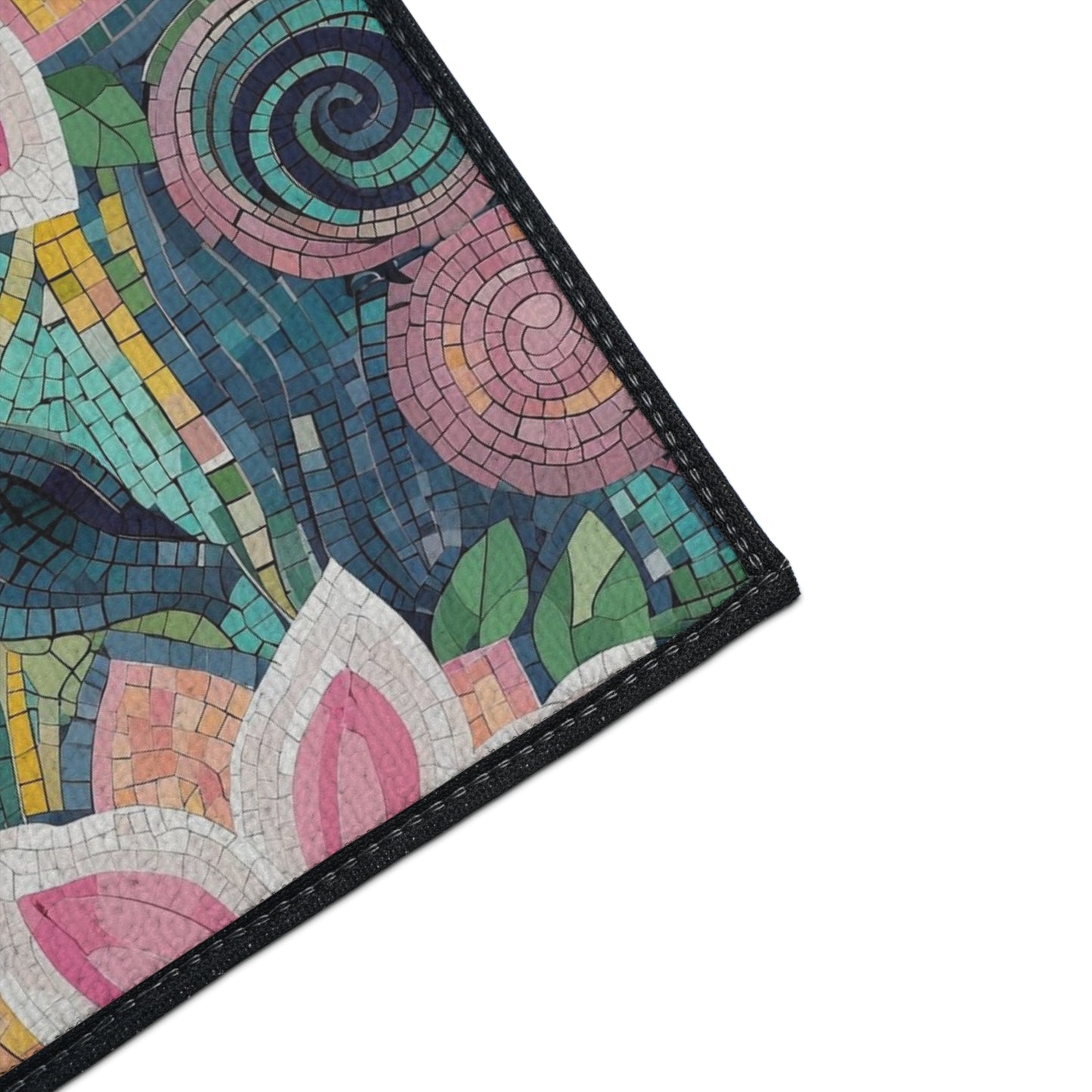 Floral Boho Heavy-Duty Floor Mat — Pink Lotus Pattern Rug