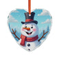 Heart Crystal Ornament — Cheerful Snowman Holiday Decoration