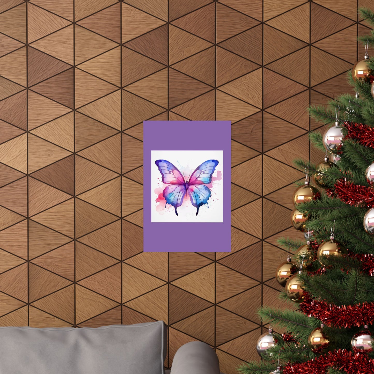 Butterfly Watercolor Matte Poster — Purple Vertical Art Print