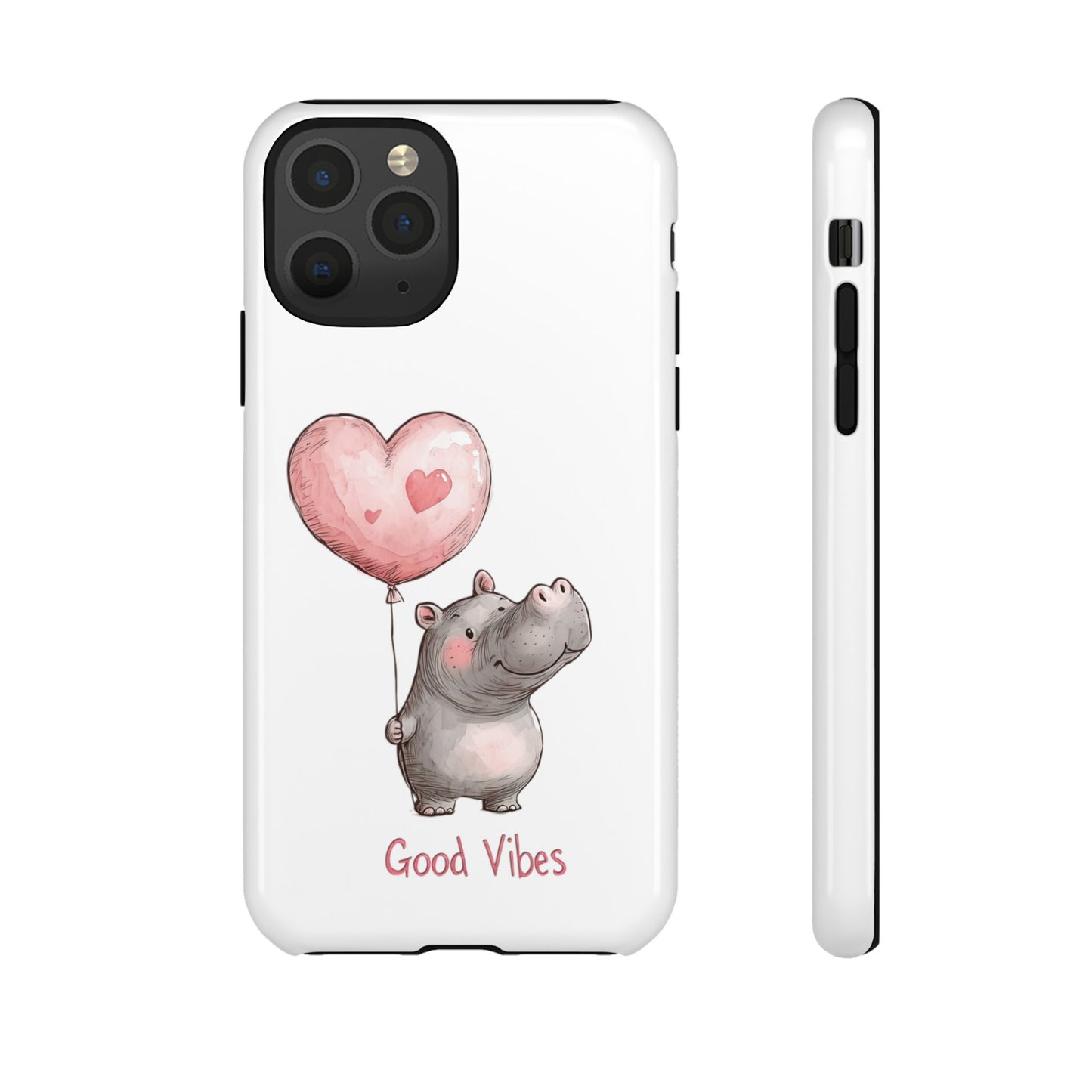 Cute Hippo Phone Case - Good Vibes Design, Animal Lover Gift, Fun Accessory, Birthday Present, Phone Accessories