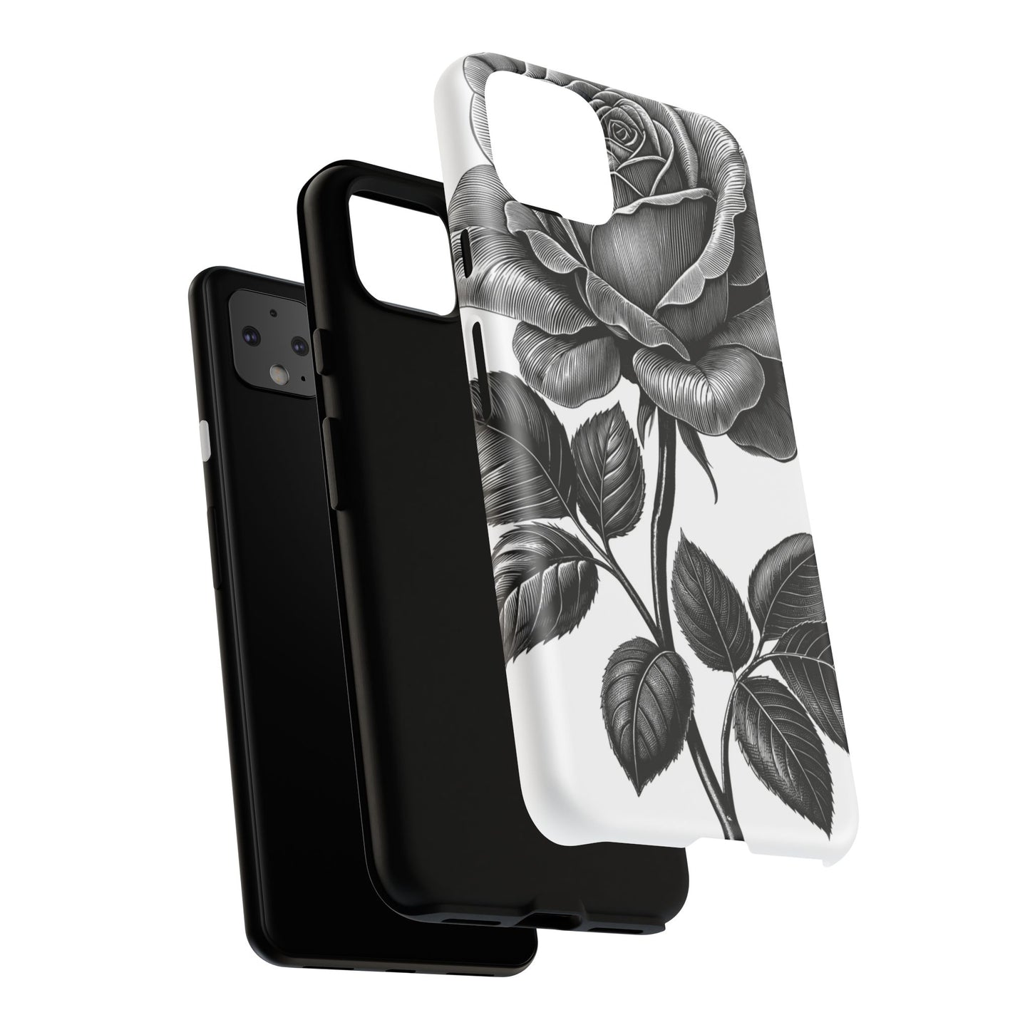 Elegant Floral Phone Case - Tough Cases, Black Rose Design, Floral Phone Cover, Stylish Phone Accessory, Gift for Her, Mother's Day