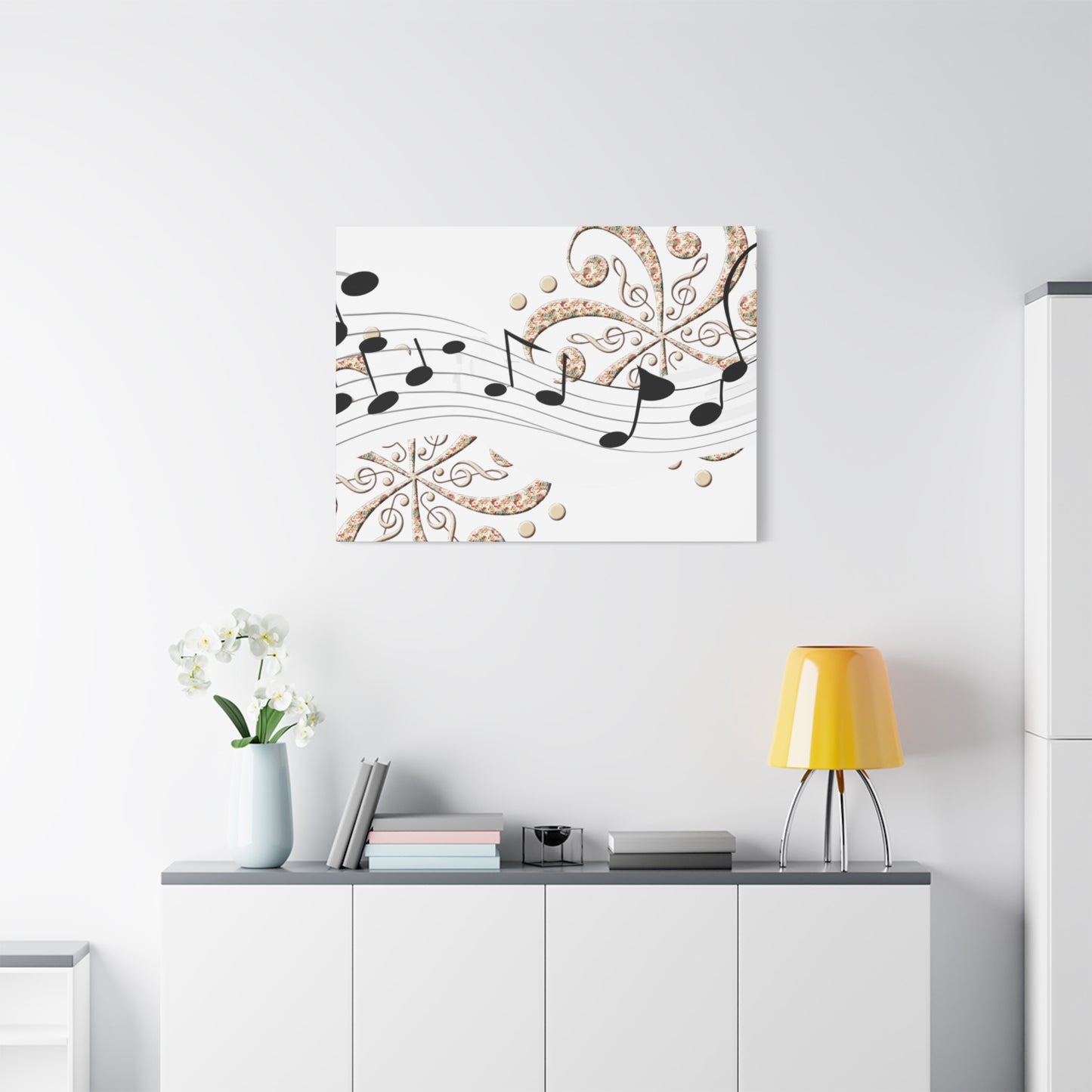 Musical Note Canvas Art, Floral Decor for Home, Music Lover Gift, Wall Art for Musicians, Unique Gift Idea