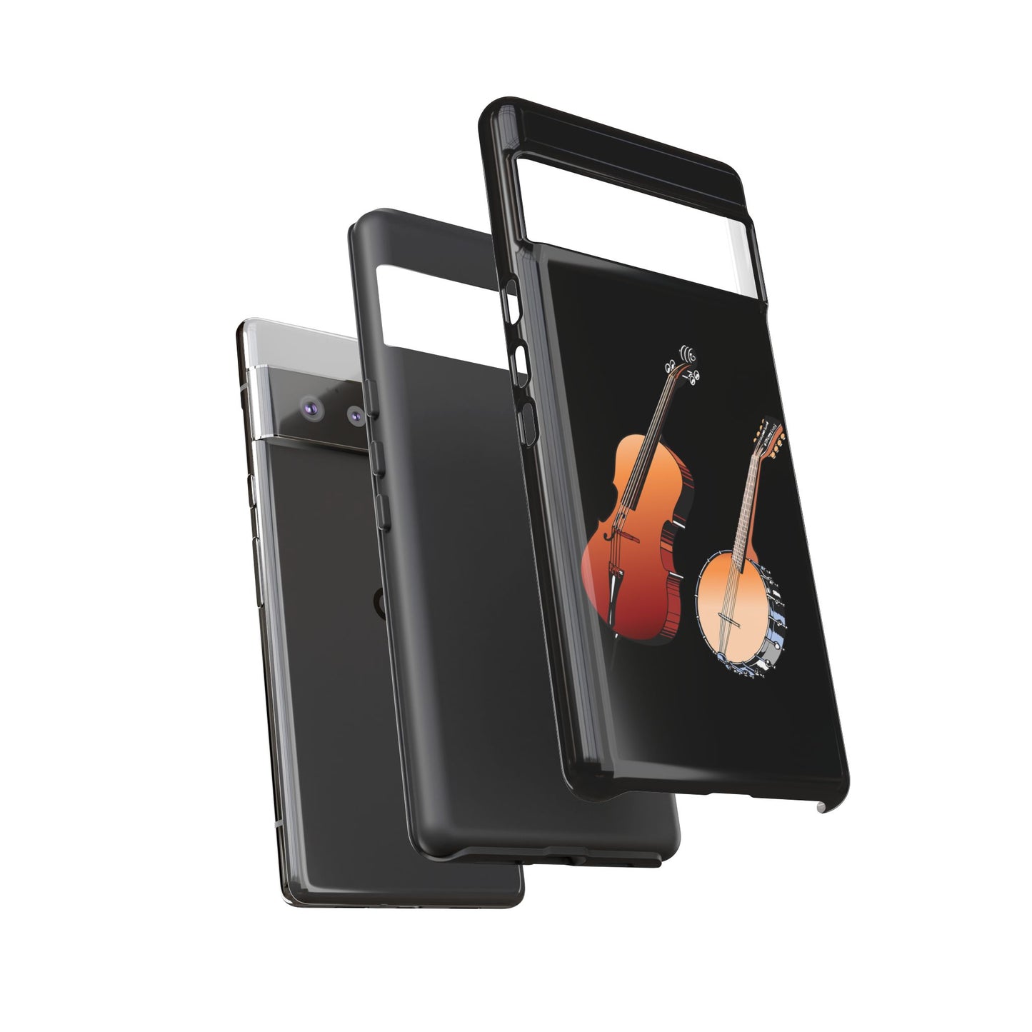 Musical Instrument Phone Case - Violin & Banjo Design, Music Lover Gift, Unique Phone Cover, Holiday Gift, Durable Tough Cases