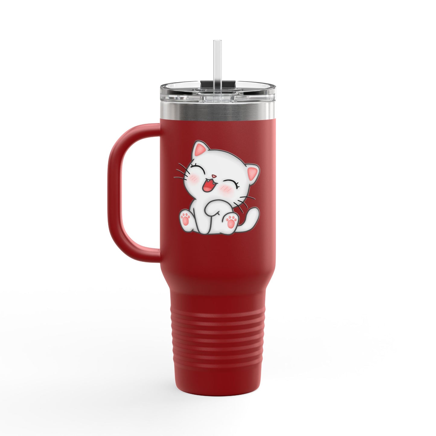Cute Cat Insulated Travel Mug, 40oz | Funny Coffee Mug for Cat Lovers, Animal Lover Gift, Travel Tumbler, Pet Themed Drinkware