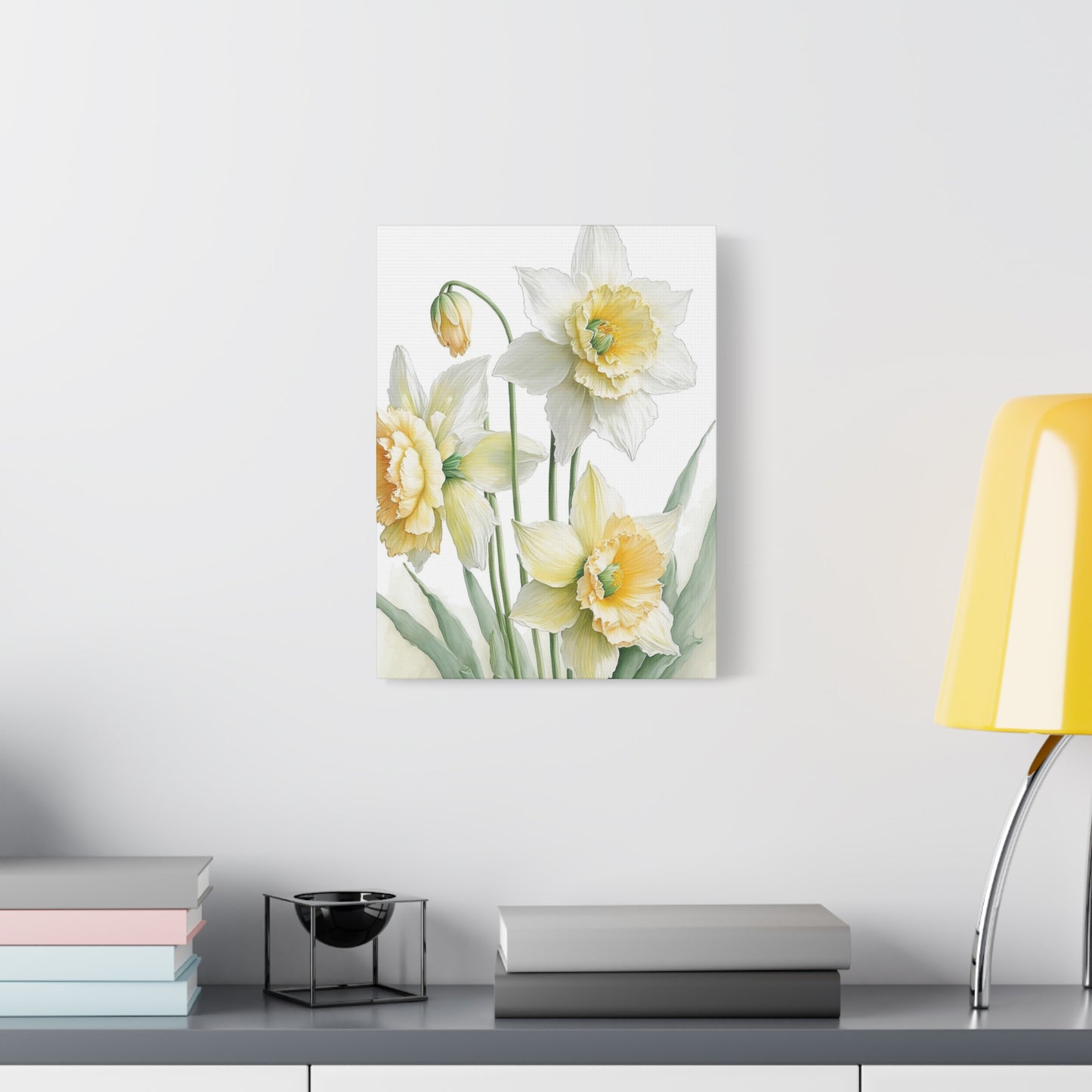 Matte Canvas, Stretched, 1.25" beautiful flowers white and yellow.