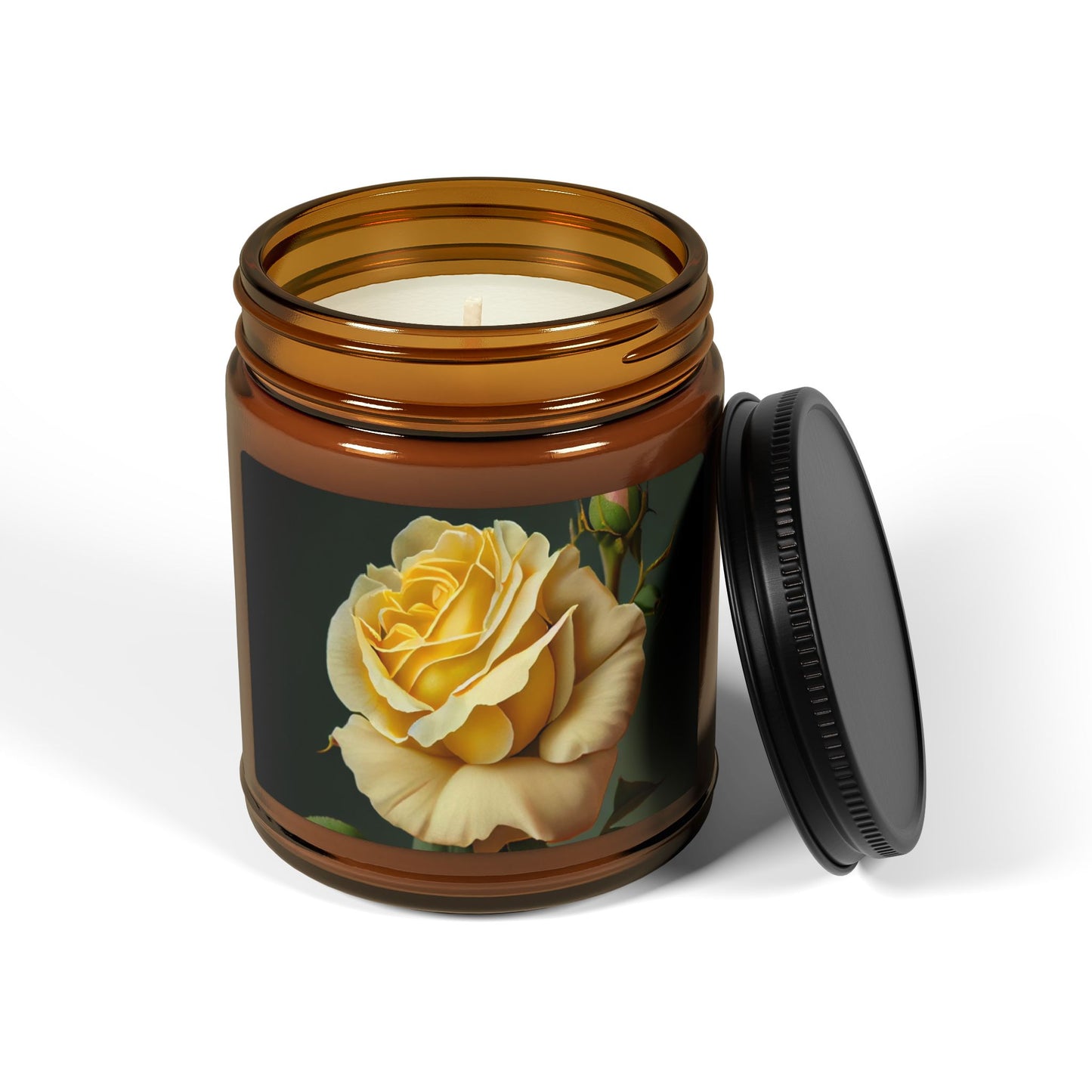 Yellow Rose Soy Candle - Amber Jar Scented Candle (Multi-Size)