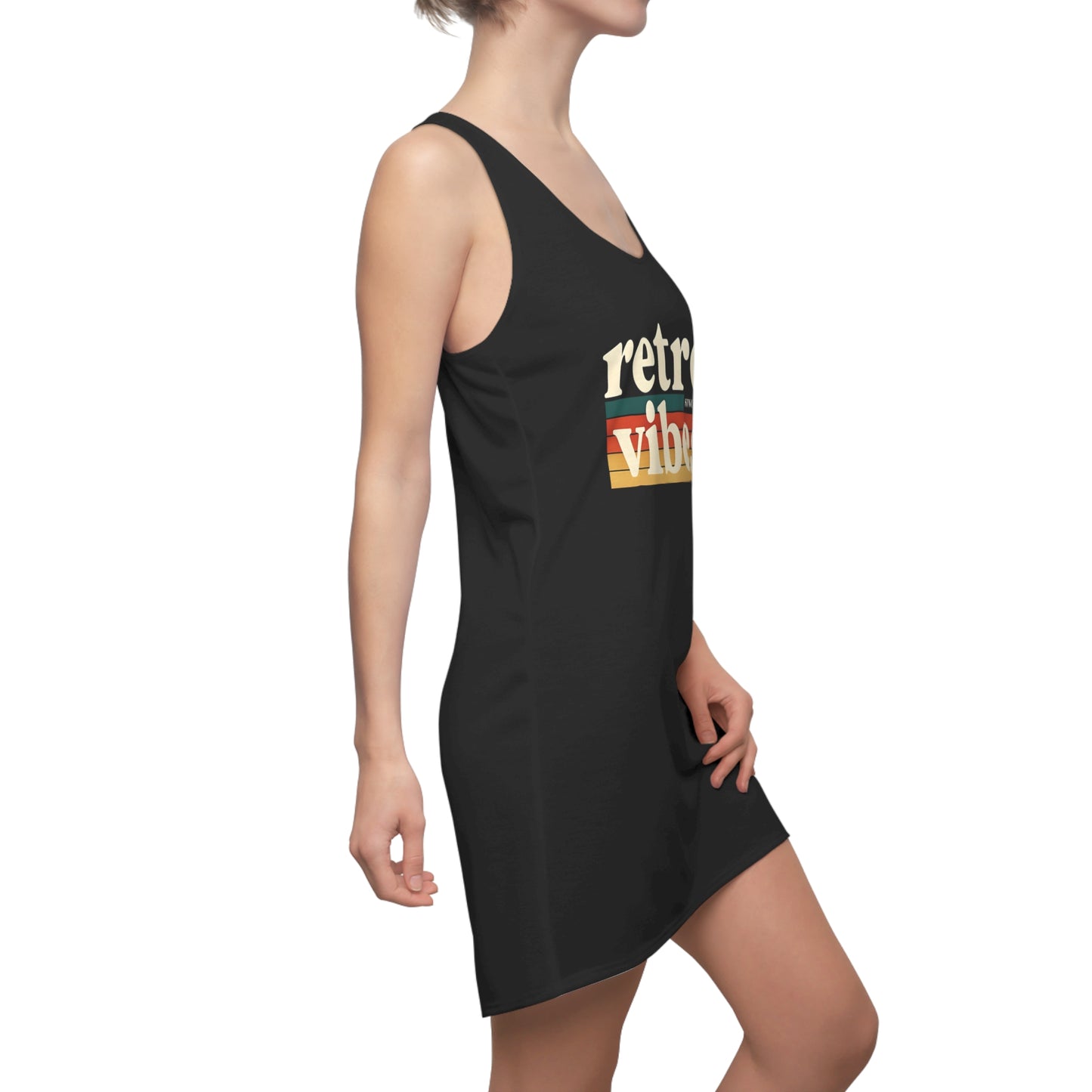 Retro Vibes Women's Racerback Dress, Trendy Summer Dress, Perfect for Festivals, Casual Wear, Birthday Gift, Vacation Outfit