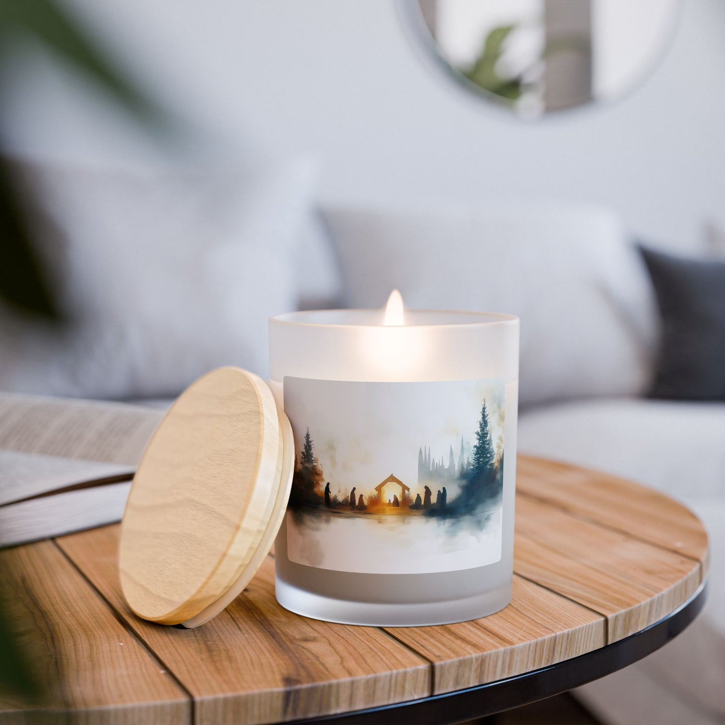 Frosted Glass Candle Holder, Cozy Home Decor, Gift for Winter, Holiday Candle, Relaxing Atmosphere, Aromatherapy Decor