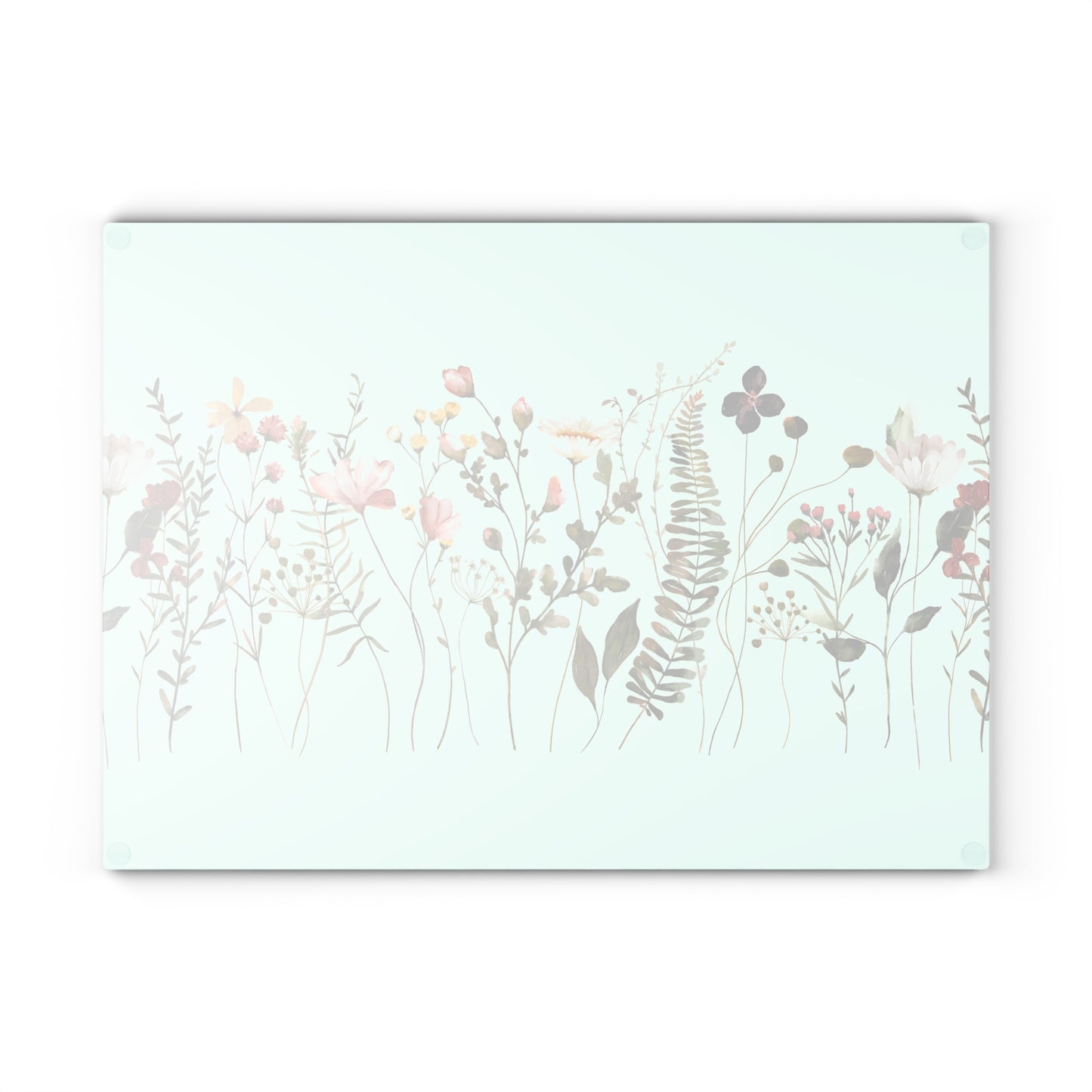 Floral Meadow Glass Cutting Board — Mint Wildflower Kitchen Prep Board