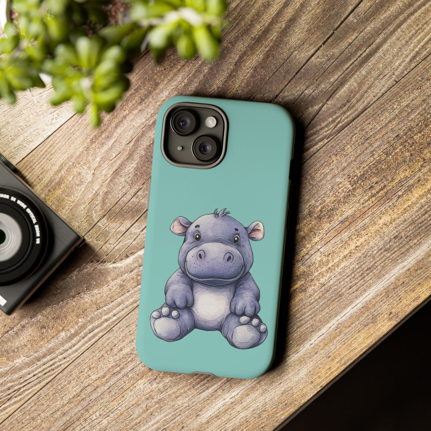 Cute Hippo Phone Case, Tough Phone Cover, Fun Animal Case, Gift for Kids, Cute Decor, Birthday Present