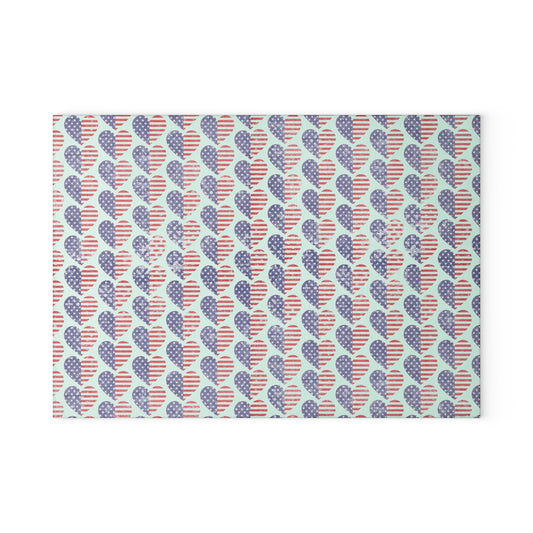 Patriotic Glass Cutting Board for Home Chefs, Kitchen Decor, BBQ Essential, Gift for Foodies, Red White Blue Cooking
