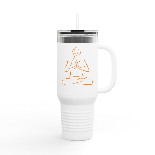 Mindful Travel Mug, Zen Coffee Cup, 40oz Insulated Flask, Inspirational Drinkware, Yoga Gift, Eco-Friendly Travel Tumbler