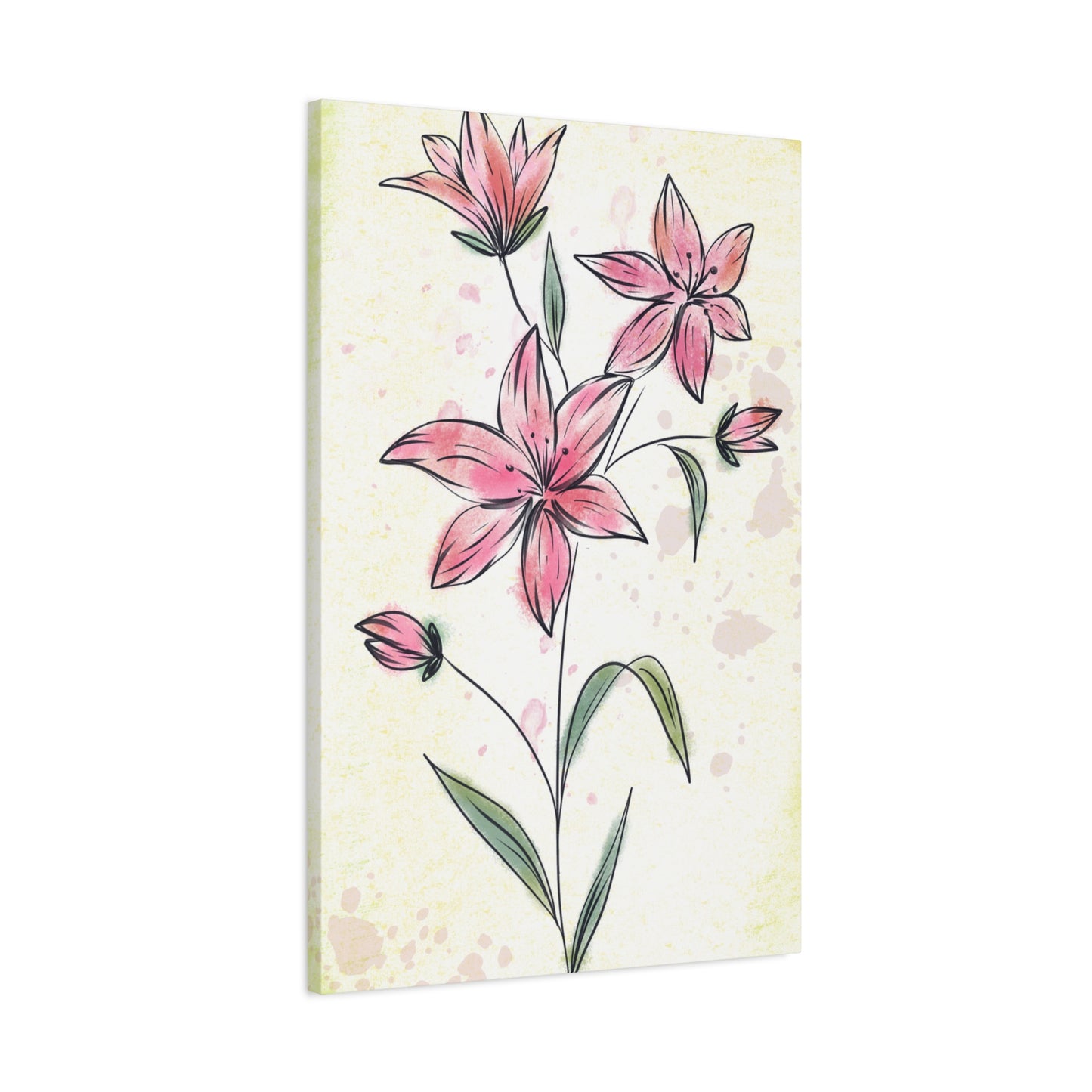 Matte Canvas, Stretched, 1.25" Tulips Pink Flowers