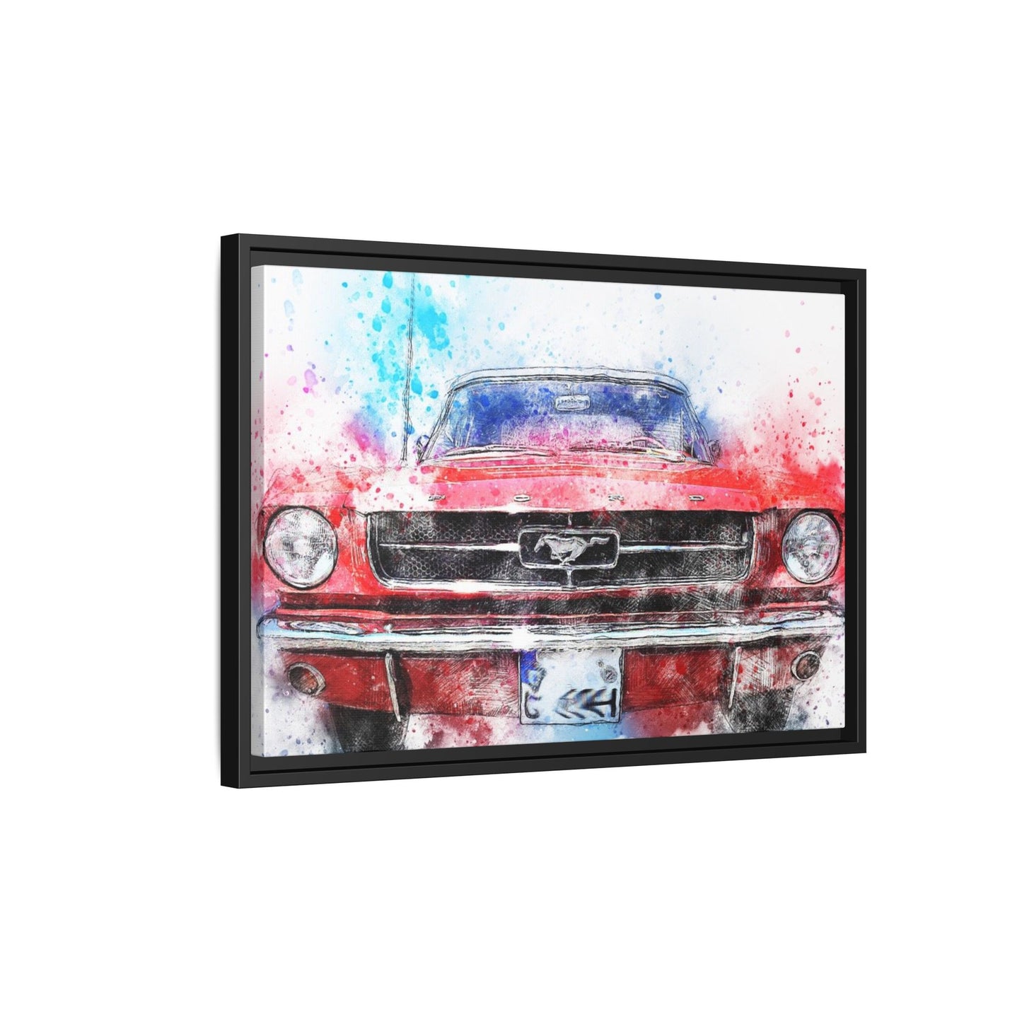 Matte Canvas, Framed Mustang Car