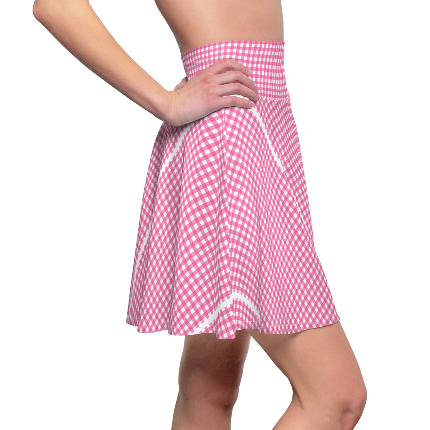 Pink Gingham Skater Skirt, Summer Fashion, Flirty Skirt, Casual Outfit, Stylish Everyday Wear, Gift for Her