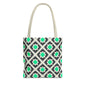 Geometric Mint Tile Tote Bag — Patterned All-Over-Print Shopper
