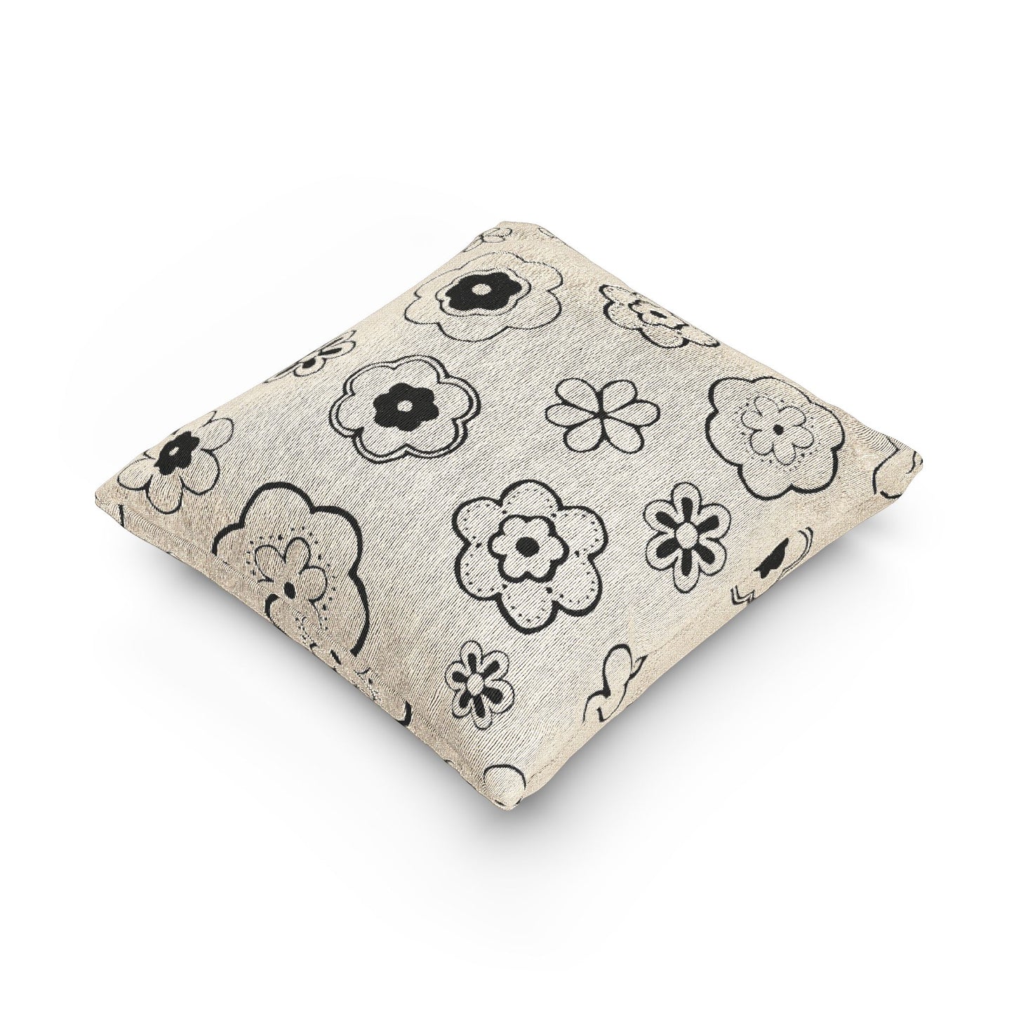 Boho Floral Woven Pillow, Decorative Throw Cushion, Artisan Home Decor, Gift for Home, Cozy Living Room Accent