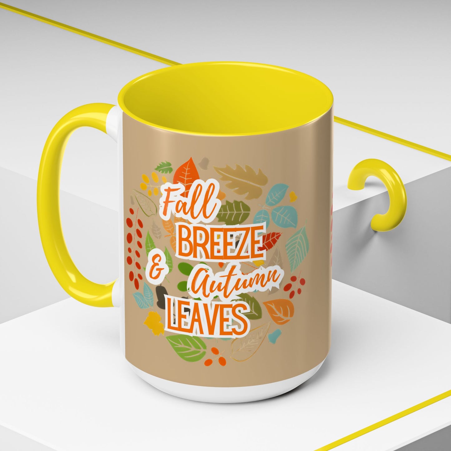 Fall Breeze & Leaves Coffee Mug, Autumn Mug, Seasonal Drinkware, Cozy Kitchen Decor, Perfect Gift for Fall Lovers