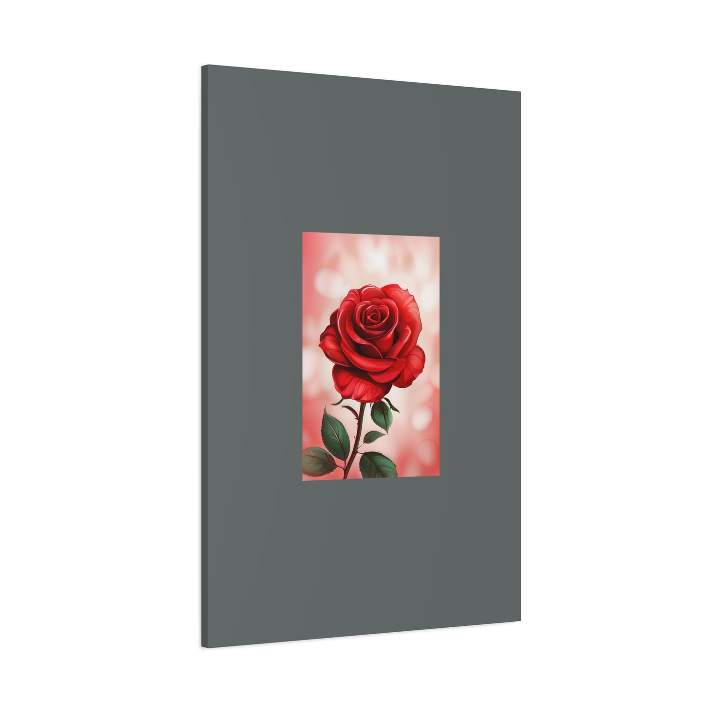 Red Rose Vertical Matte Canvas Print — Romantic Floral Wall Art