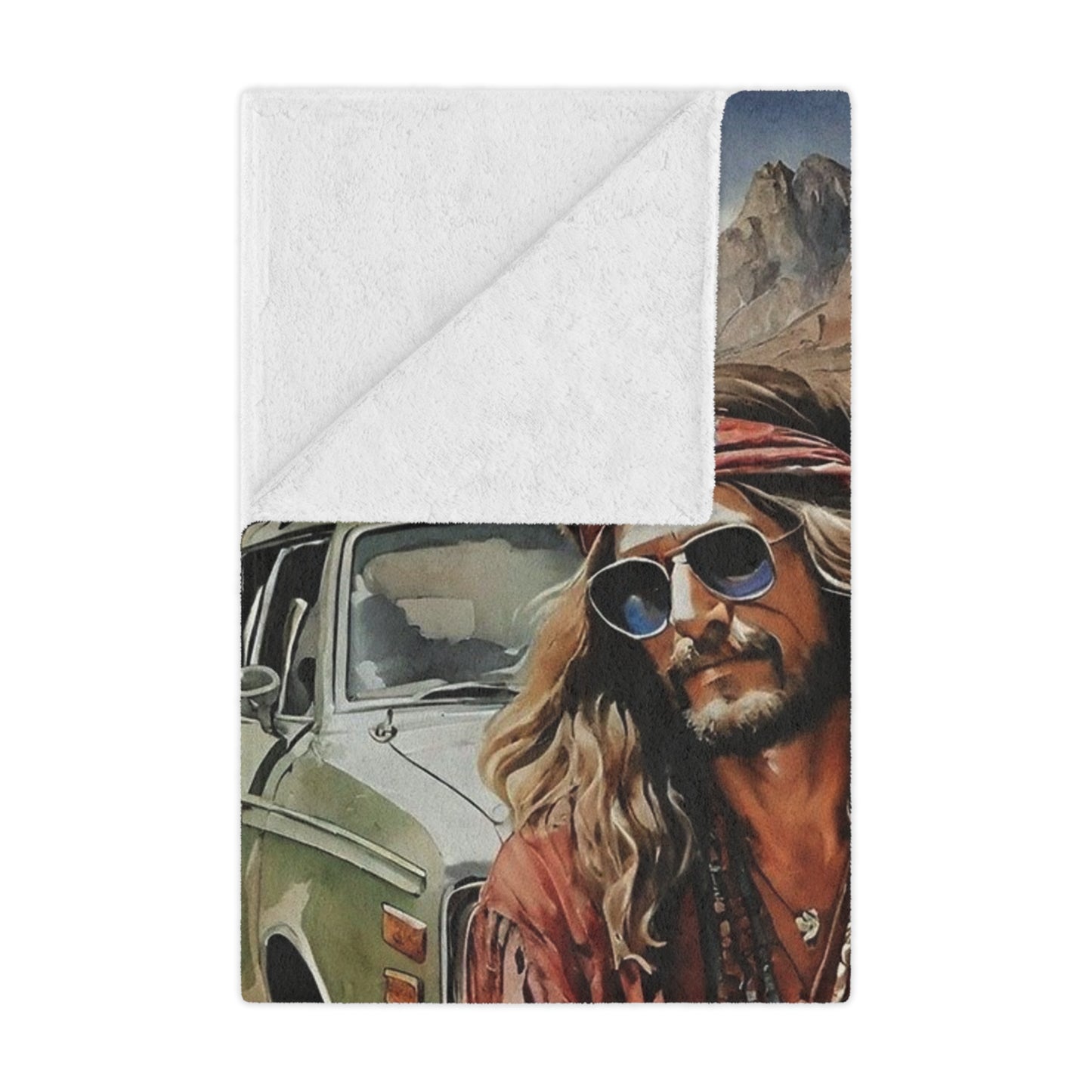 Hippie Road Trip Minky Blanket — Vintage Boho Camper Throw