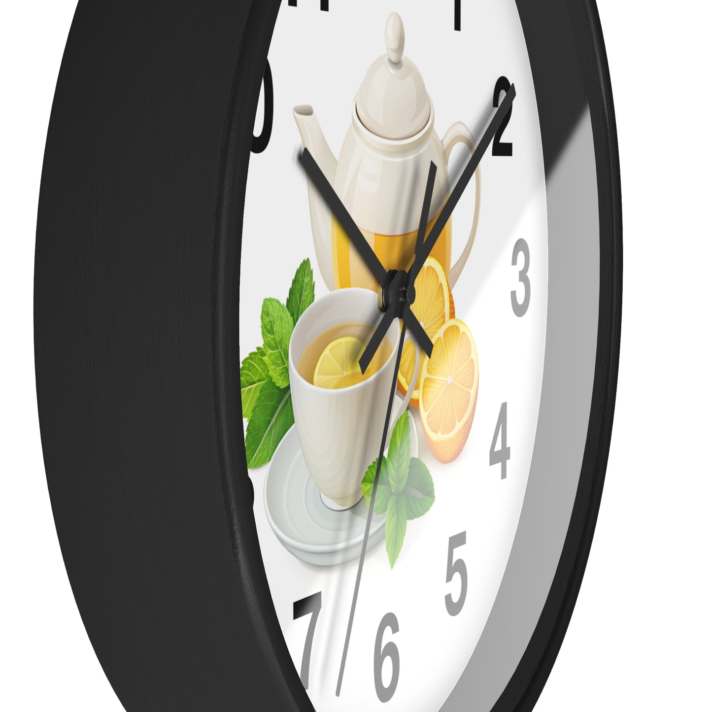 Charming Teatime Wall Clock, Kitchen Decor, Tea Lover Gift, Rustic Clock, Home Office Accessory, Lemon Tea Stationery