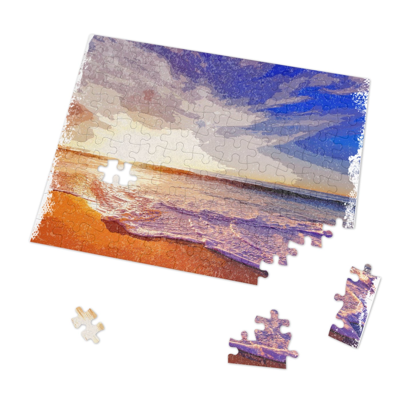 Beach Sunset Jigsaw Puzzle with Tin - Perfect for Family Nights, Gifts, Relaxation, and Home Decor