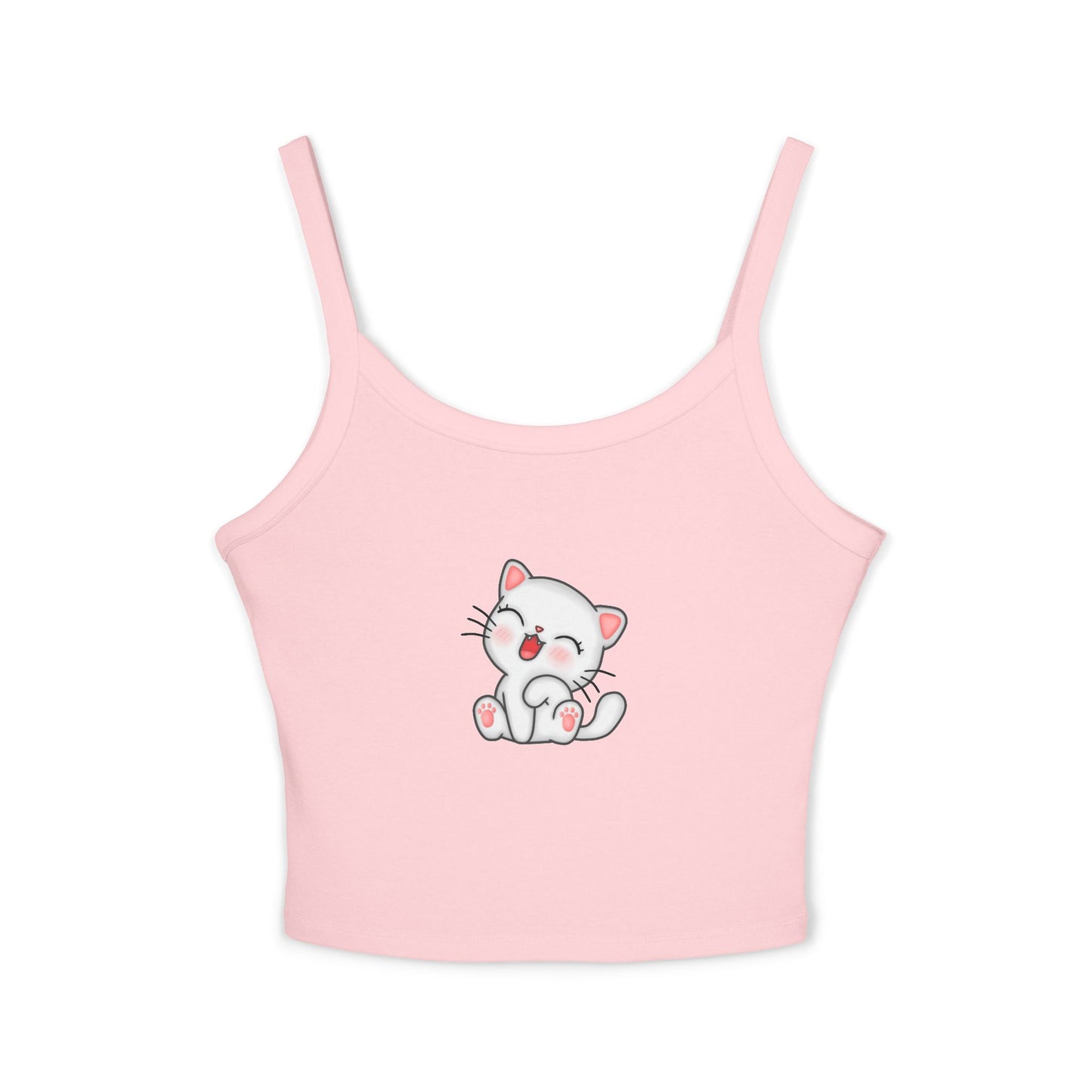 Cute Cat Graphic Women's Spaghetti Strap Tank Top, Summer Top, Cute Animal Shirt, Casual Wear, Gift for Cat Lovers