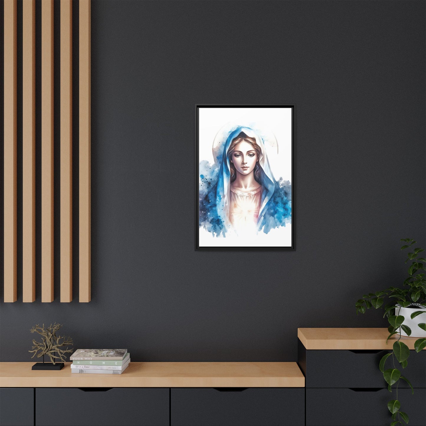 Framed Canvas Art Print, Spiritual Decor, Religious Artwork, Wall Decor, Gift for Faith, Elegant Home Decoration