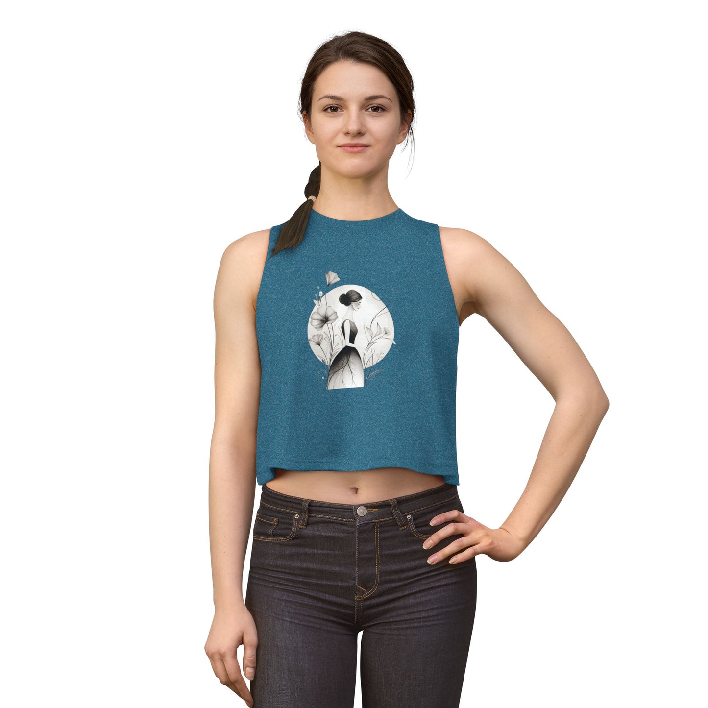 Floral Portrait Crop Top — Minimalist Botanical Art Tank