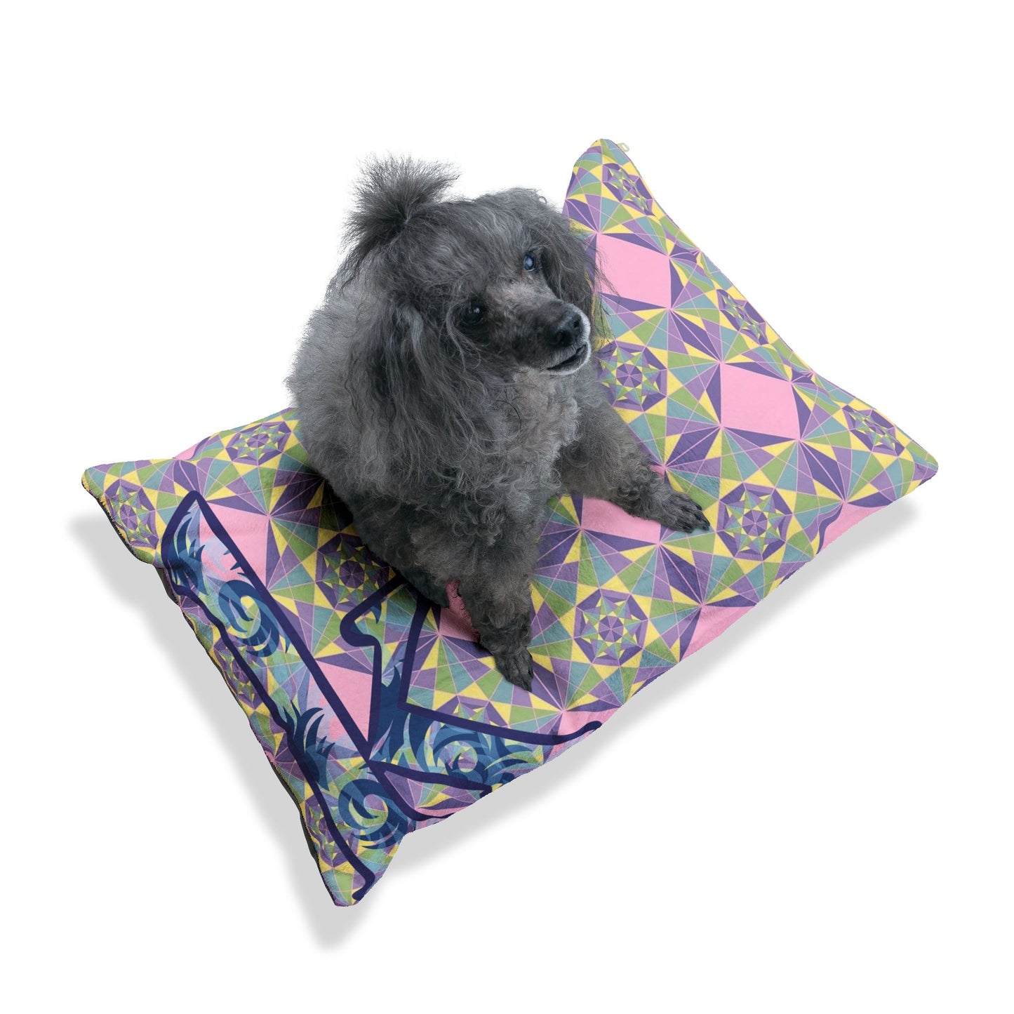Personalized Pet Bed with Colorful Geometric Pattern, Cozy Dog Bed, Cat Bed, Customizable Pet Pillow, Unique Pet Gift