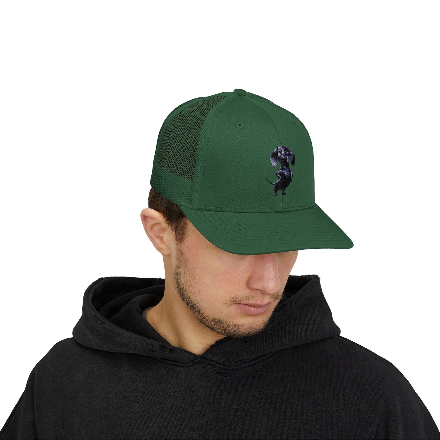 Dachshund Galaxy Trucker Cap – Embroidered Space Sausage Dog Snapback
