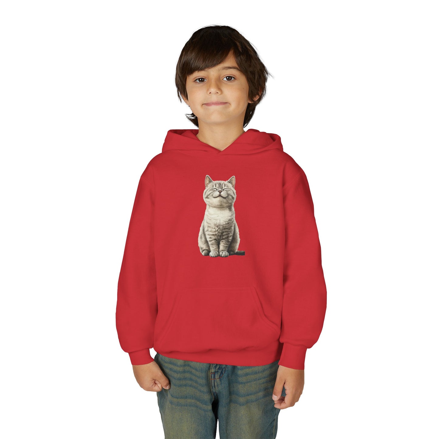 Kids Cat Hoodie – Cute Sitting Kitten Youth Hooded Sweatshirt