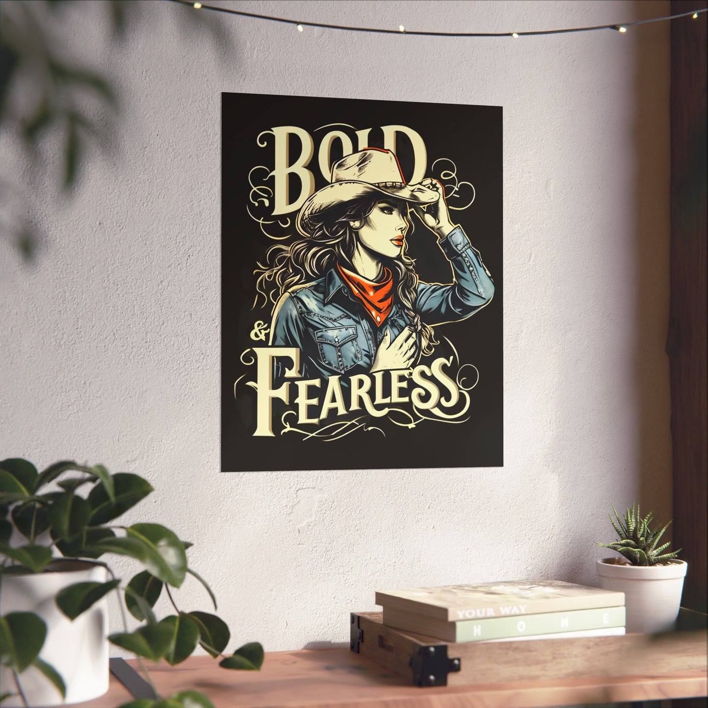 Bold & Fearless Cowboy Woman Poster — Matte Vertical Wall Art