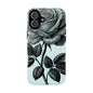 Elegant Floral Phone Case, Tough Cases for iPhones, Black Rose Design, Gift for Her, Stylish Phone Cover, Birthday Gifts