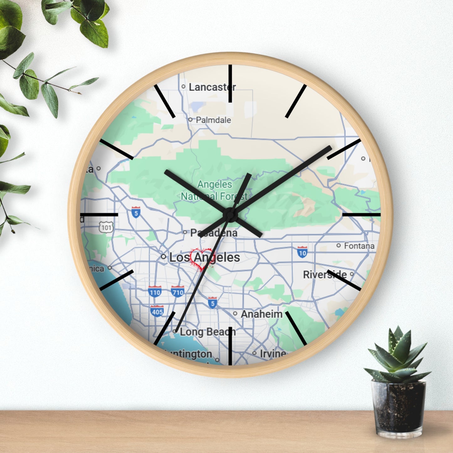 Los Angeles Wall Clock, Unique Home Decor, Custom City Map Clock, Modern Timepiece, Gift for Map Lovers