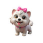 Cute White Puppy Kiss-Cut Sticker — Adorable Bow-Wearing Dog Laptop Decal