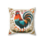 Rooster Decorative Pillow — Colorful Folk Art Farmhouse Accent