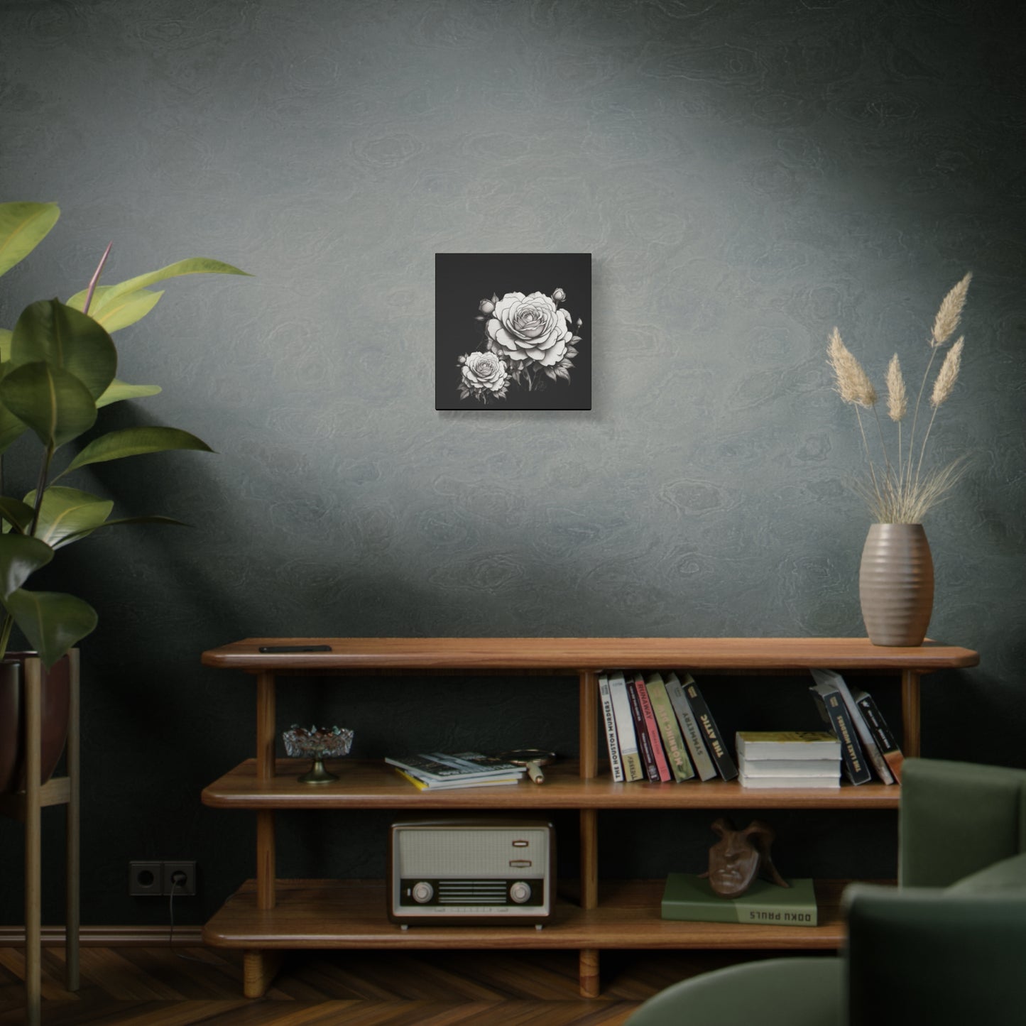 Monochrome Rose Canvas Print — Black & White Floral Wall Art