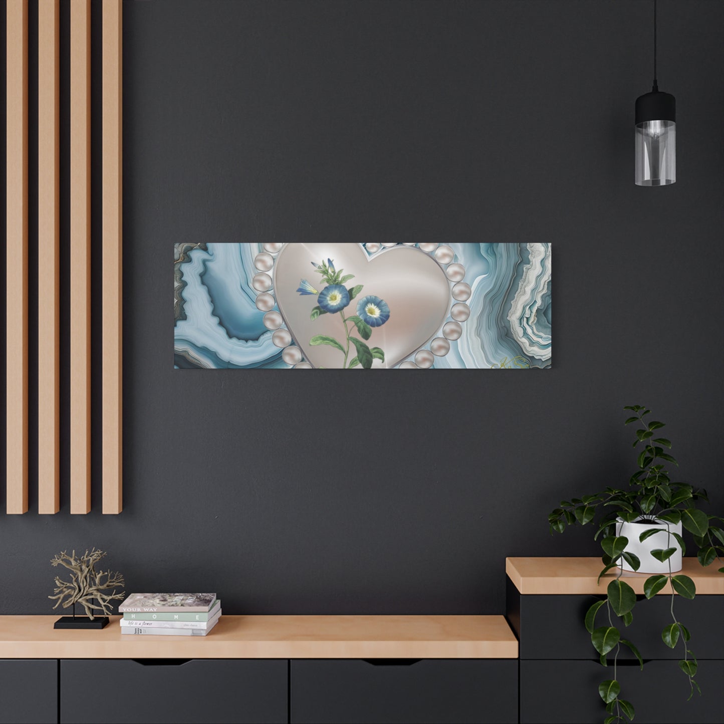 Elegant Floral Heart Canvas Wall Art, Modern Home Decor, Gift for Her