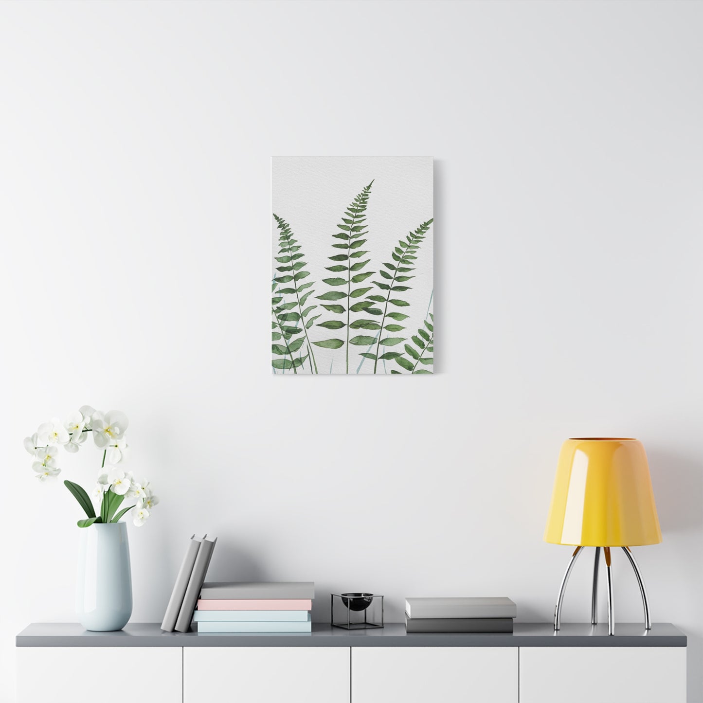 Fern Watercolor Canvas Art – Botanical Matte Stretched Wall Print